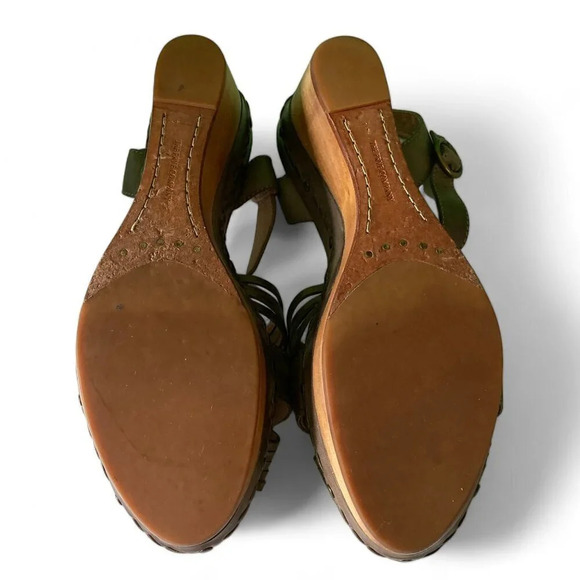 Frye Carlie Huarache Platform Sandals, Size 9.5, Leather Taupe-Brown Ankle Strap - Picture 6 of 9